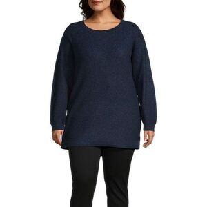 Liz Claiborne Long Sleeve Metallic Tunic Sweater - Navy - Size 3X